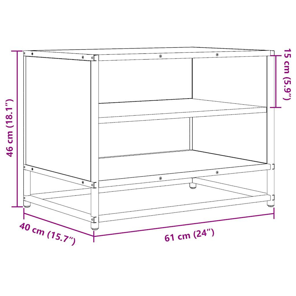 tv-bord 61x40x46 cm konstrueret træ metal røget egetræsfarve