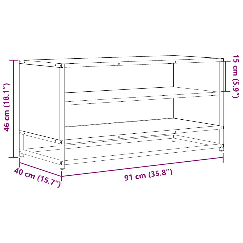tv-bord 91x40x46 cm konstrueret træ og metal sort