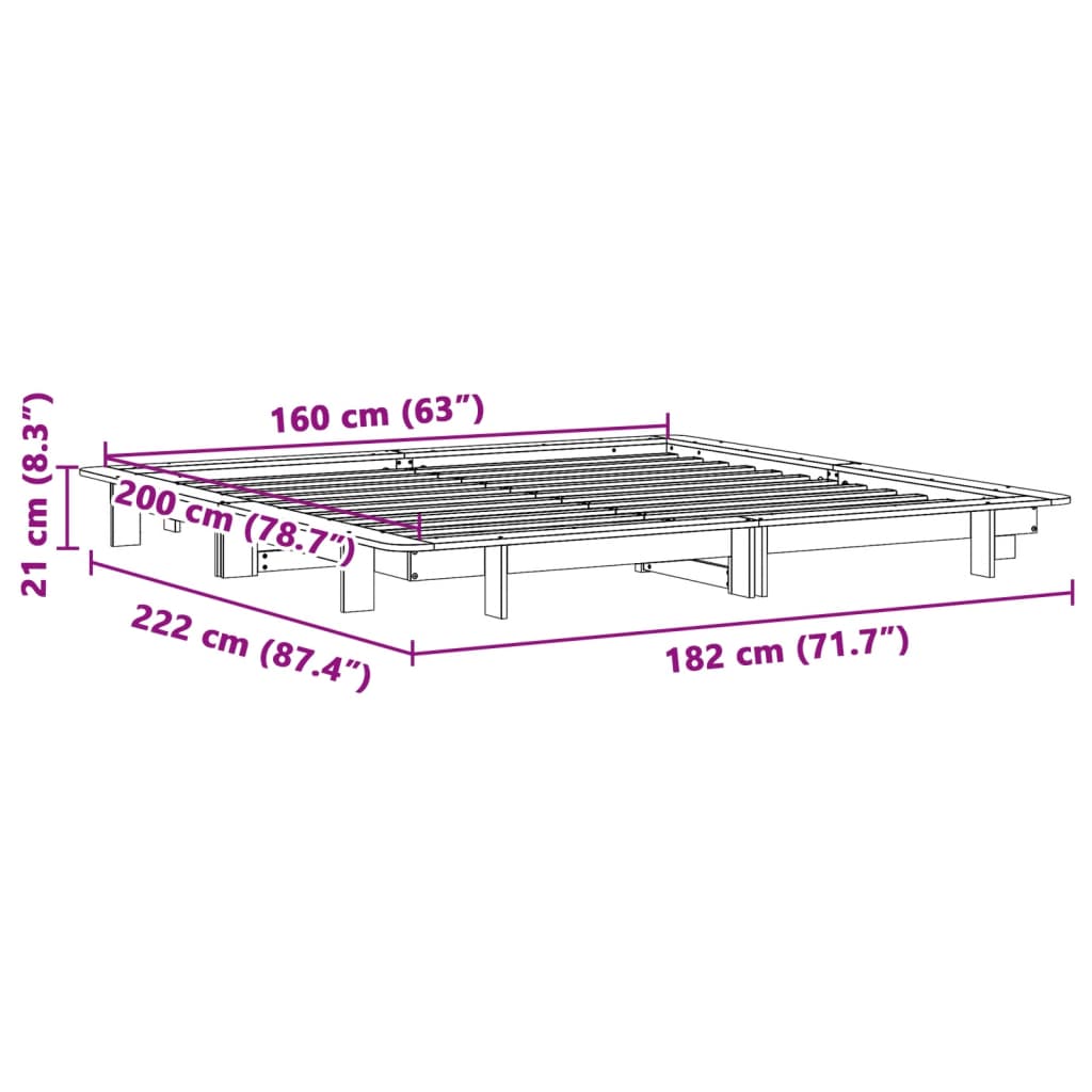 sengeramme uden madras 160x200 cm massivt fyrretræ gyldenbrun