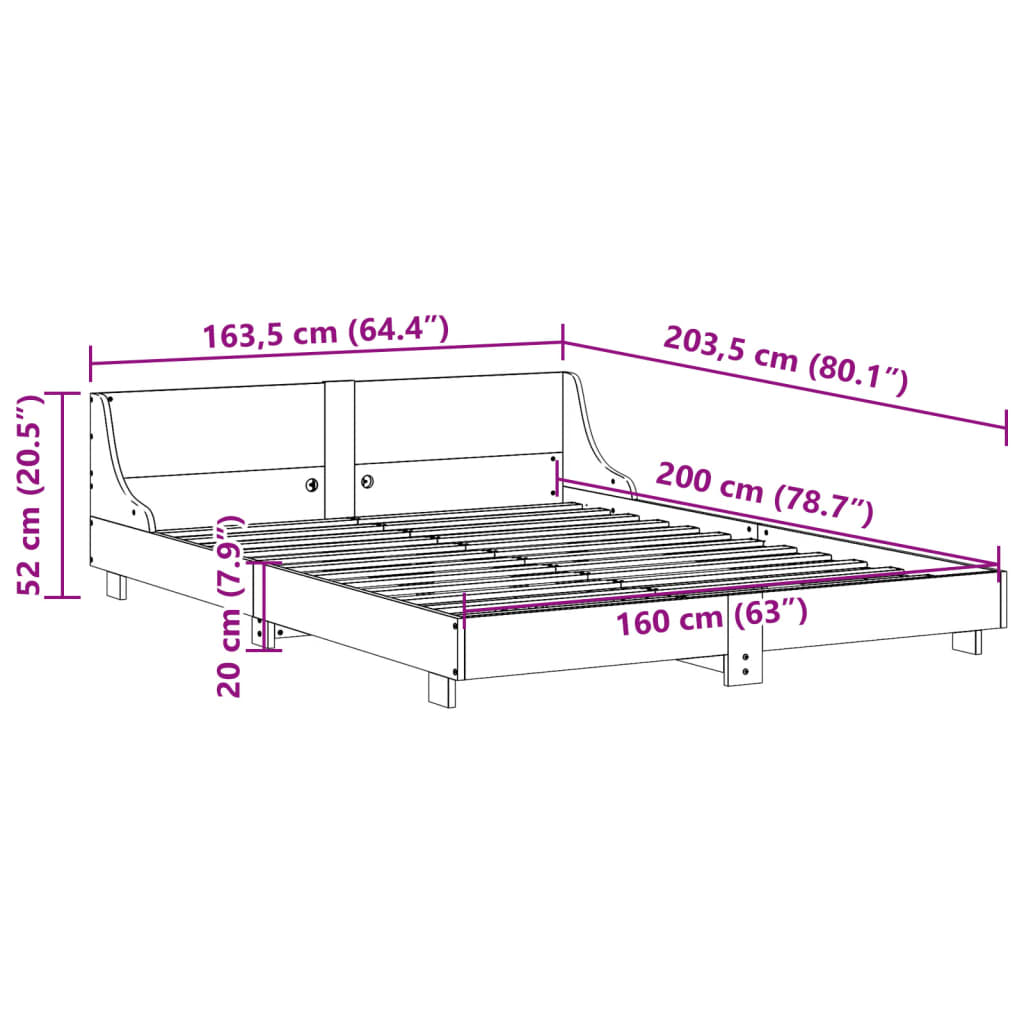 sengeramme uden madras 160x200 cm massivt fyrretræ gyldenbrun