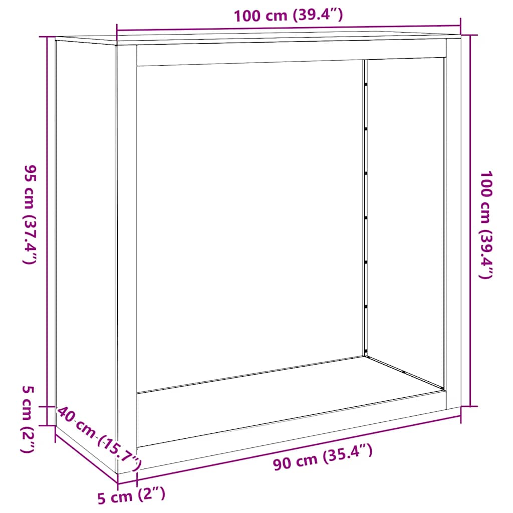 brændestativ 100x40x100 cm galvaniseret stål