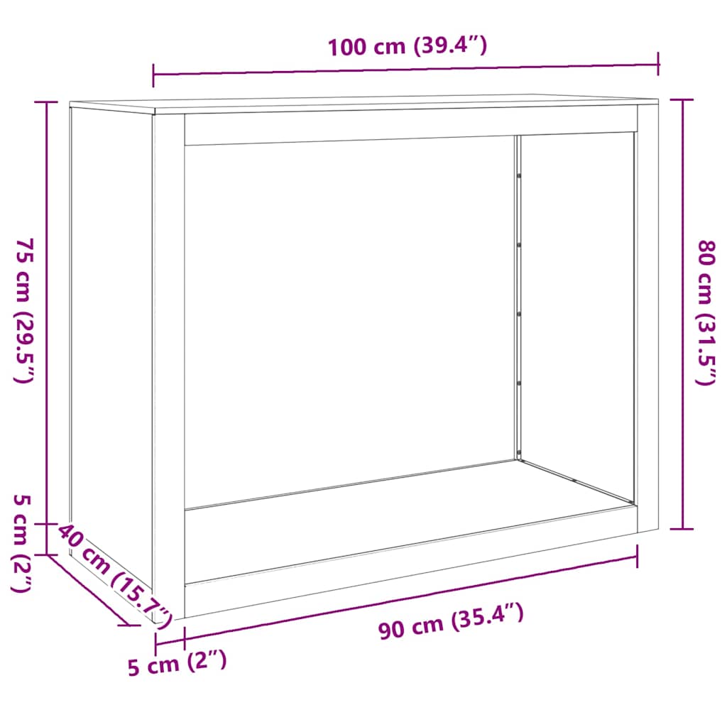 brændestativ 100x40x80 cm galvaniseret stål