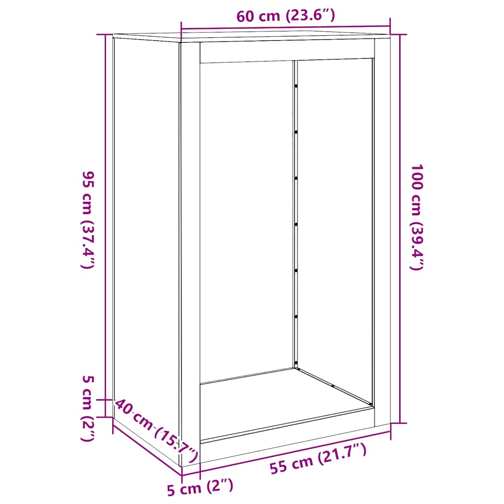brændestativ 60x40x100 cm galvaniseret stål