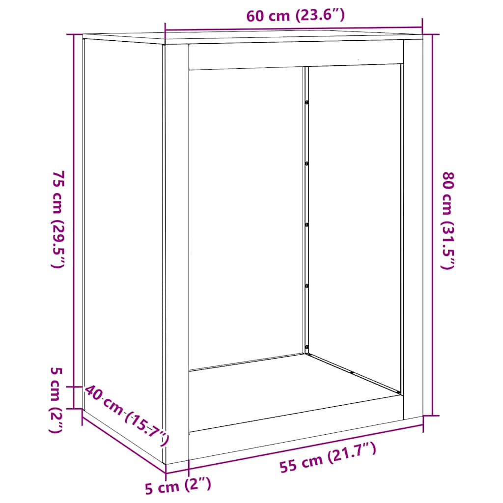 brændestativ 60x40x80 cm galvaniseret stål
