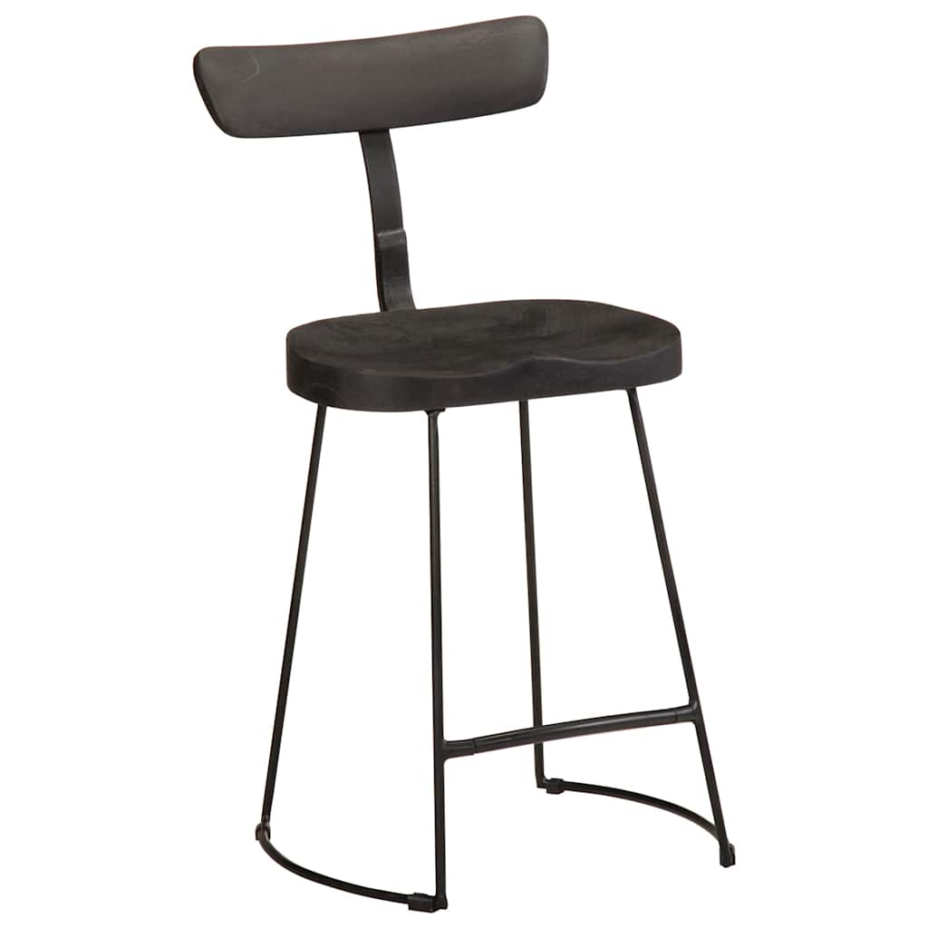 barstole 2 stk. 49x43x79 cm massivt mangotræ sort