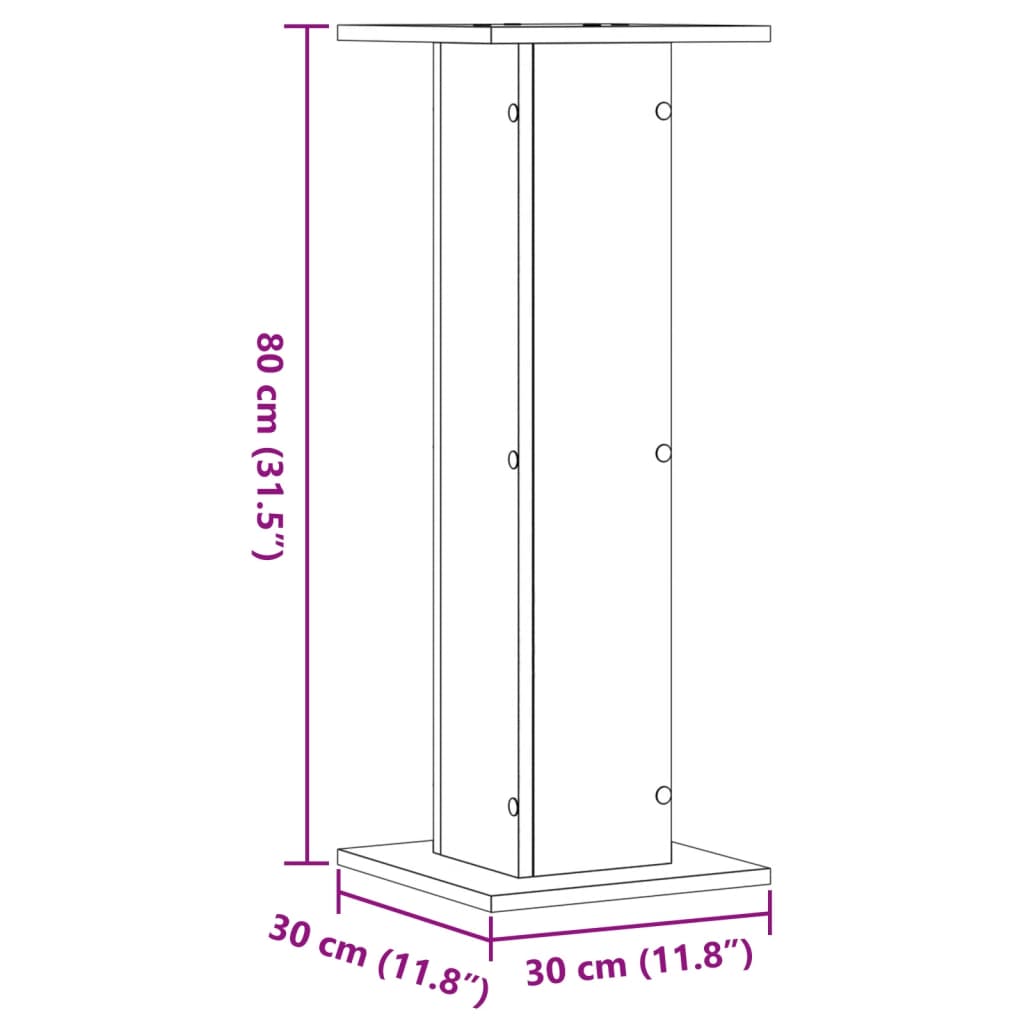 højtalerstativer 2stk. 30x30x80cm konstrueret træ grå sonoma-eg