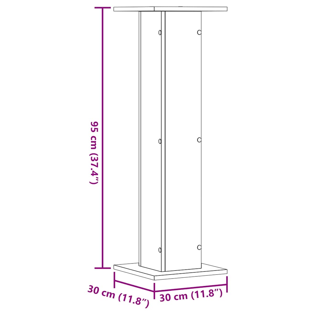 højtalerstativer 2stk. 30x30x95cm konstrueret træ grå sonoma-eg