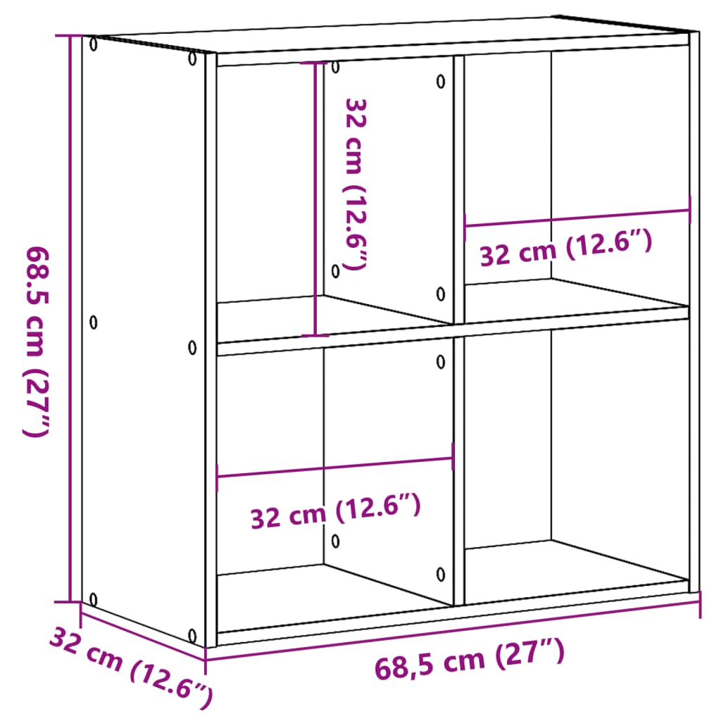 skab 68,5x32x68,5 cm konstrueret træ betongrå
