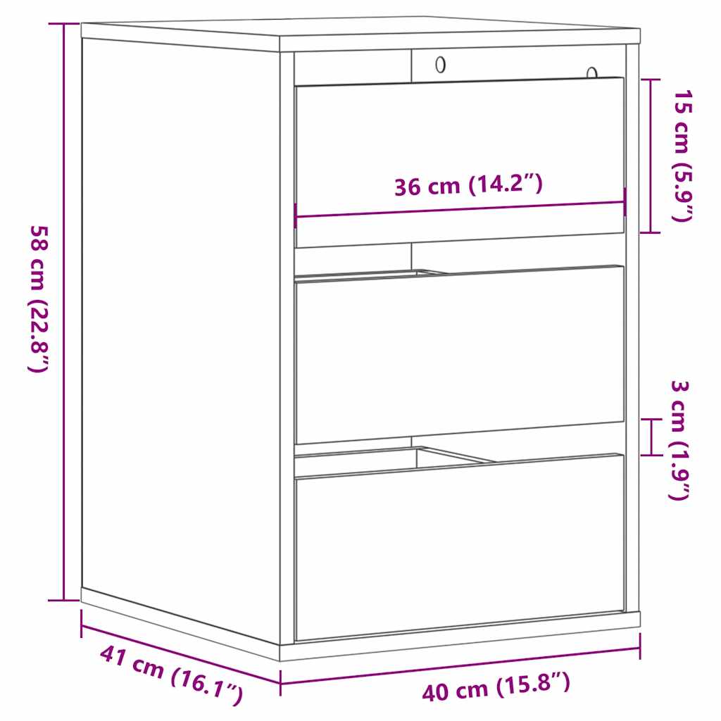 kommode til hjørne 40x41x58 cm konstrueret træ røget egetræ