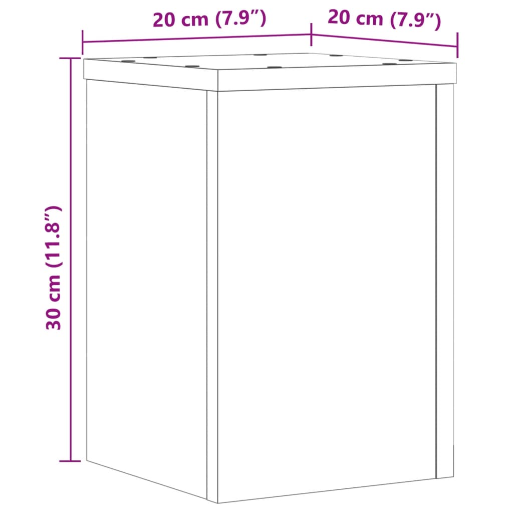 plantestativer 2 stk. 20x20x30 cm konstrueret træ sonoma-eg