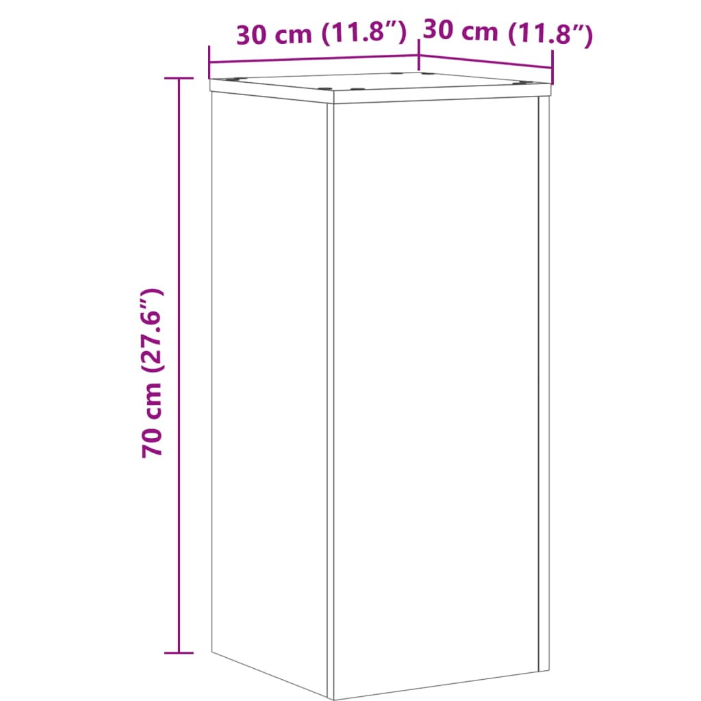 plantestativer 2 stk. 30x30x70 cm konstrueret træ sonoma-eg