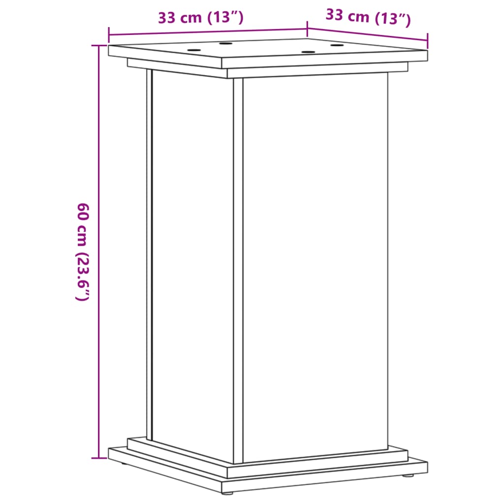 plantestativ 33x33x60 cm konstrueret træ sonoma-eg