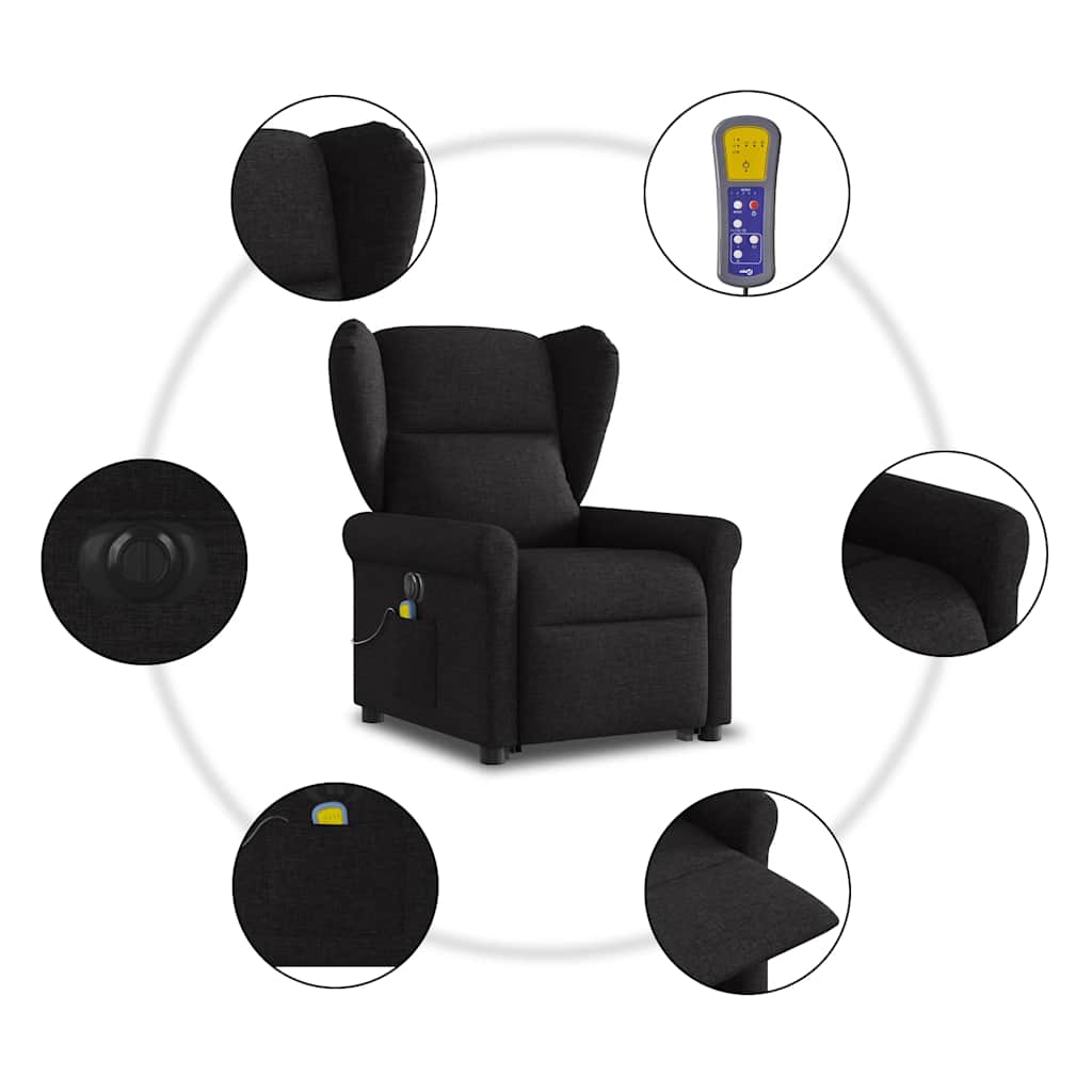 elektrisk massagestol med løftefunktion stof sort