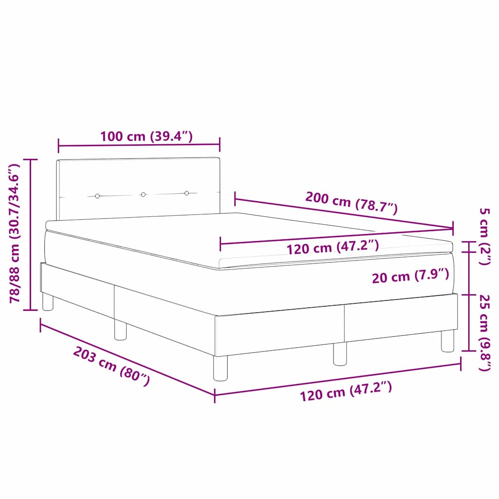 Box spring seng med hovedgærde Mørk blå 120 x 200 cm Fløjl