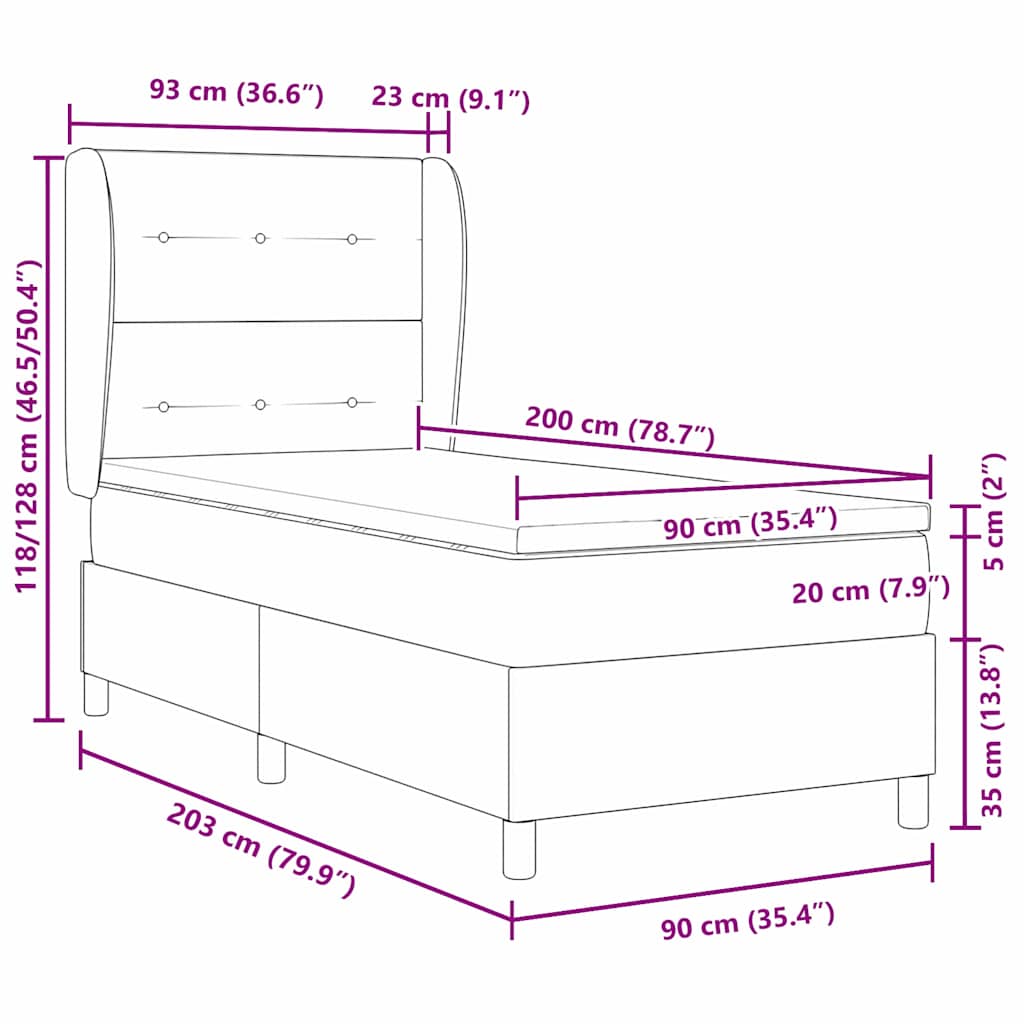 Box spring seng med hovedgærde Mørkebrun 90 x 200 cm Stof