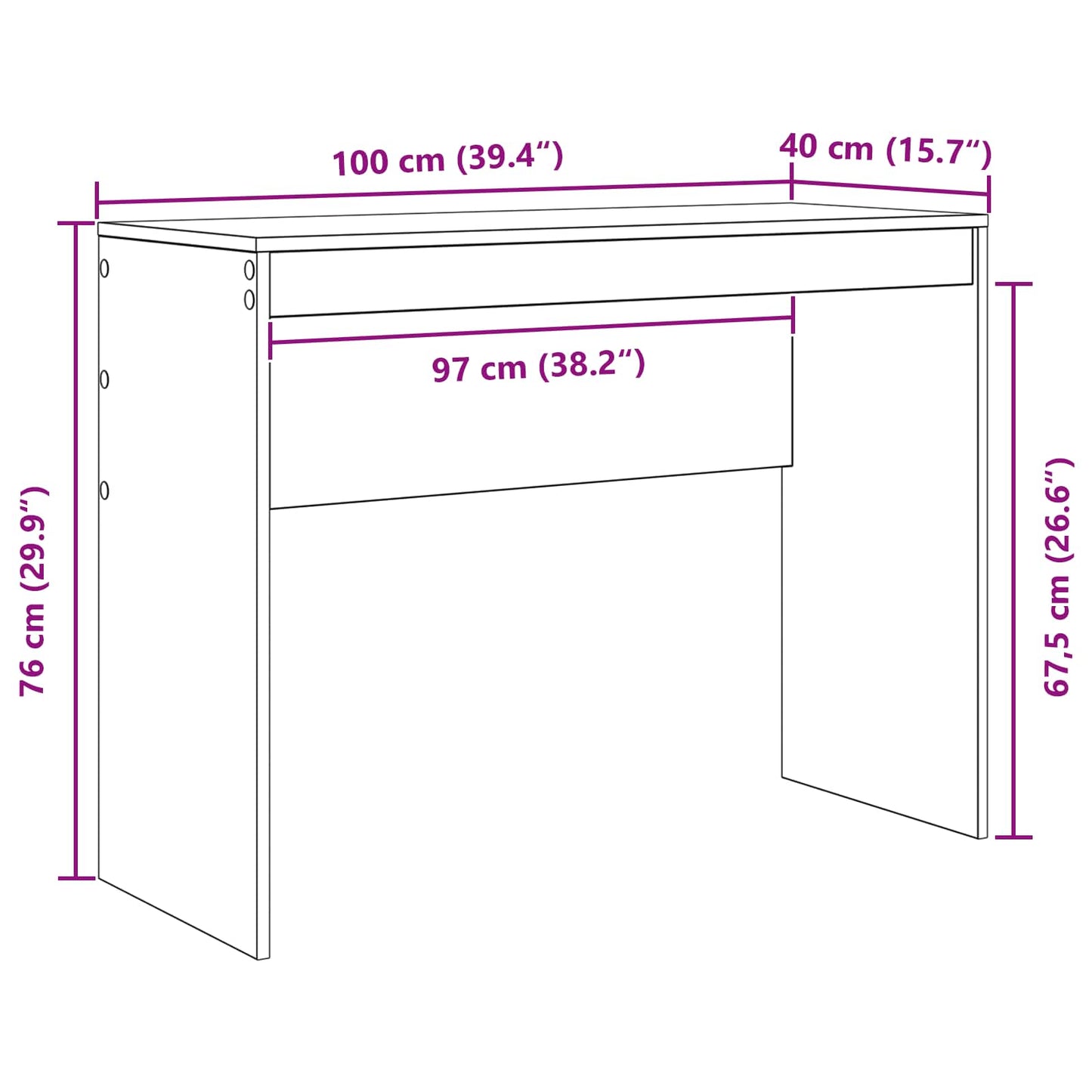 Bord Hvid 100 x 40 x 76 cm