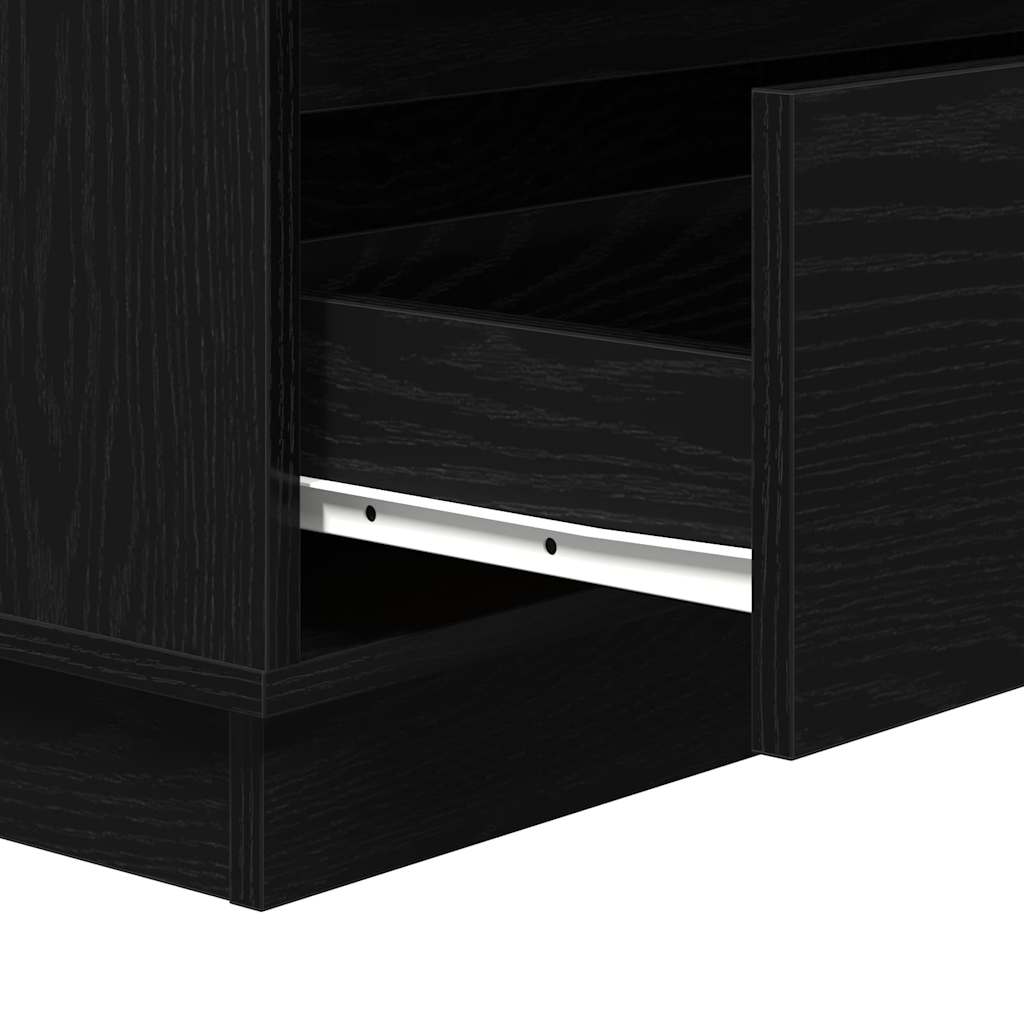 Natskab med skuffe Sort eg 71 x 34,5 x 75 cm Konstrueret træ