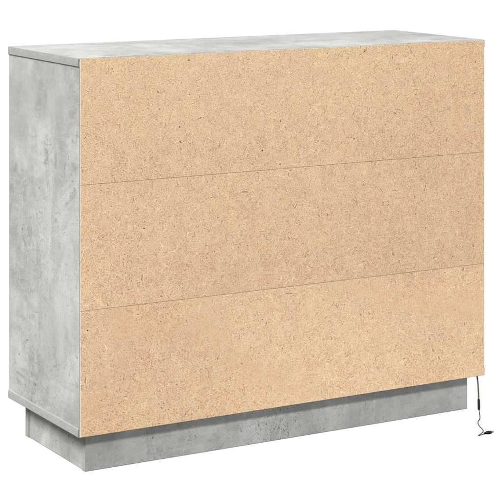 LED Sideboard Beton Grå 90 x 32 x 75 cm Konstrueret træ