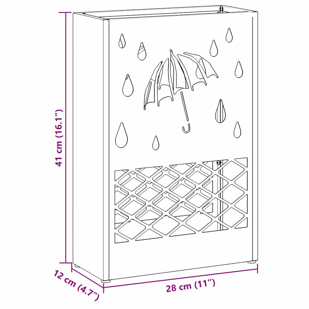 Regn Paraply Stativ Sort 28 x 12 x 41 cm Stål