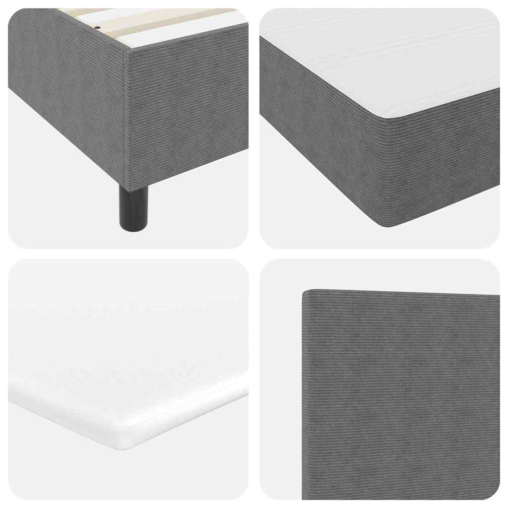 LED Box Spring Bed Lys Grå og Hvid 180 x 200 cm Velourstof