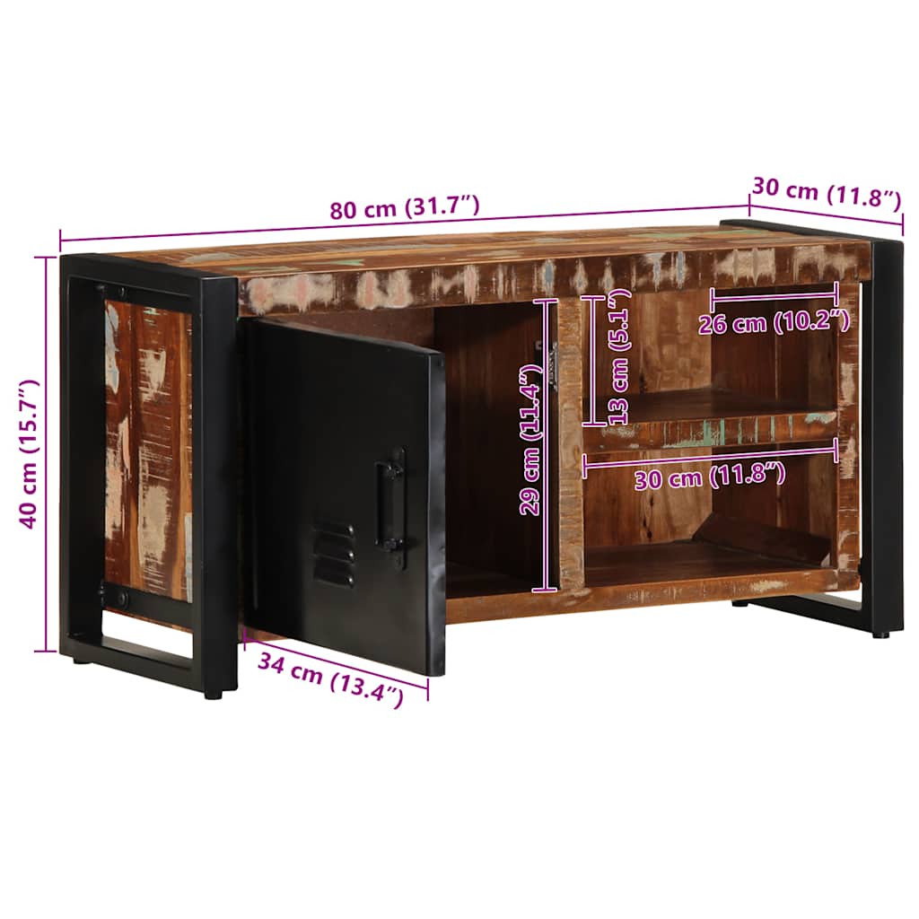 tv-skab 80x30x40 cm massivt genbrugstræ