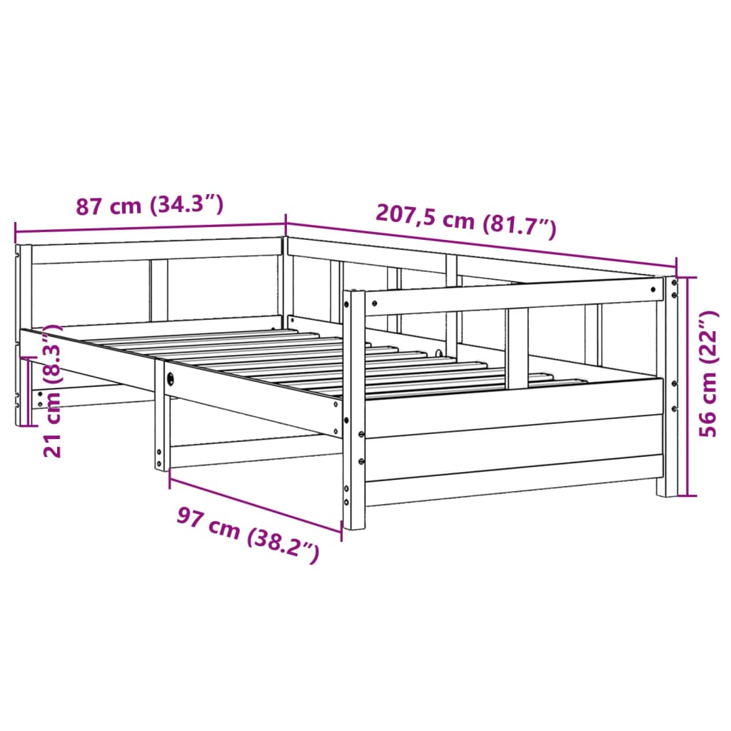 daybed 80x200 cm massivt fyrretræ naturfarvet