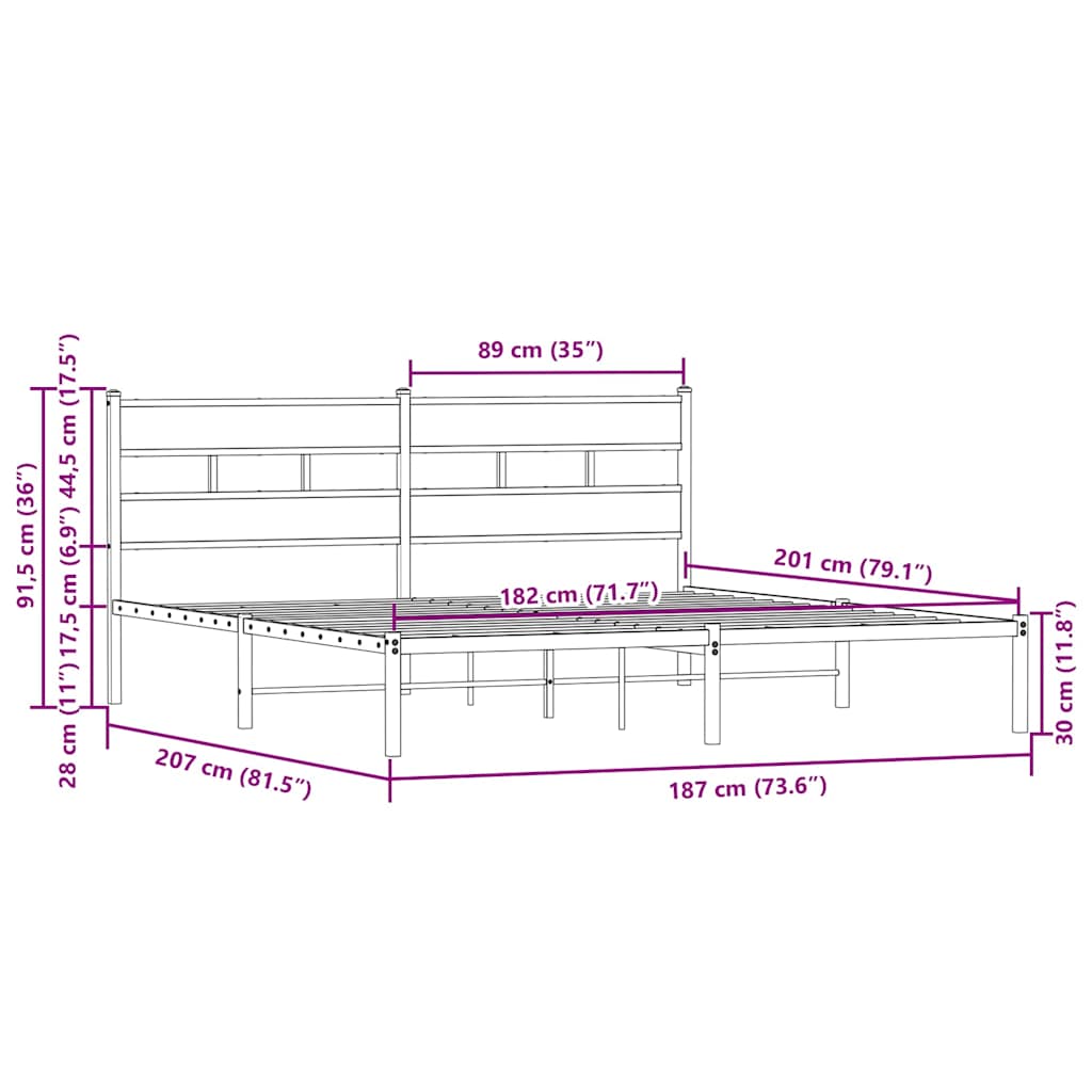 sengeramme m. sengegavl 180x200 cm uden madras brunt eg