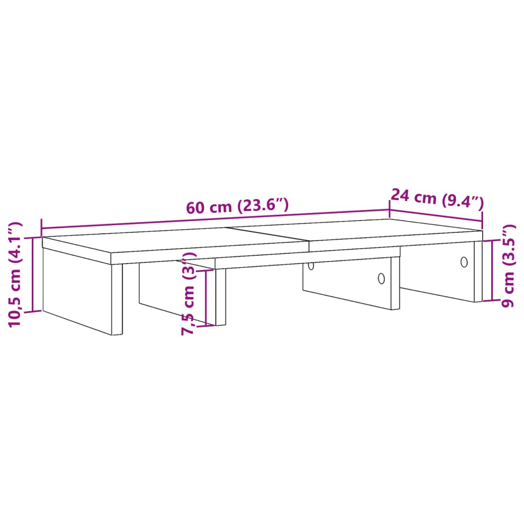 skærmholder 60x24x10,5 cm konstrueret træ sonoma-eg