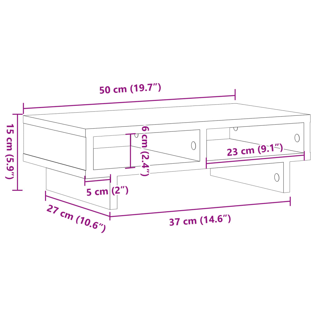 skærmholder 50x27x15 cm konstrueret træ gammelt træ