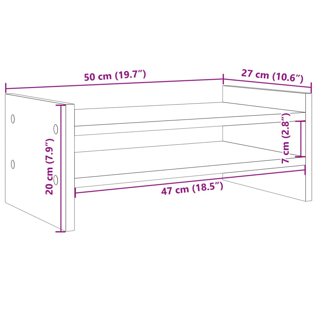 skærmholder 50x27x20 cm konstrueret træ betongrå
