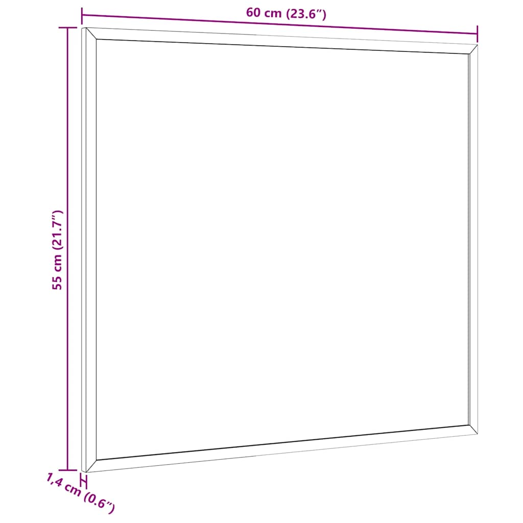 tavle med ramme af massivt fyrretræ sort 60x55 cm