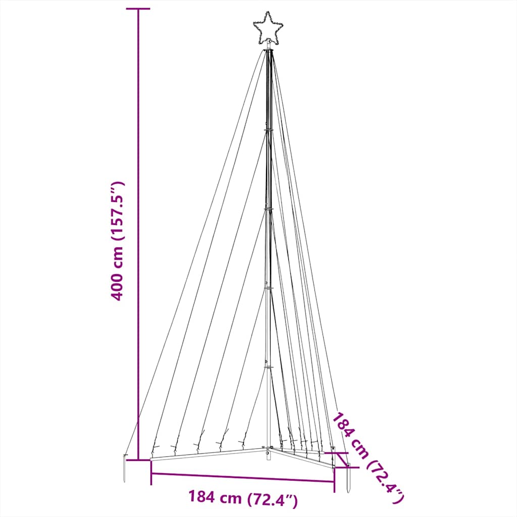 LED-juletræ 570 LED'er 399 cm koldt hvidt lys