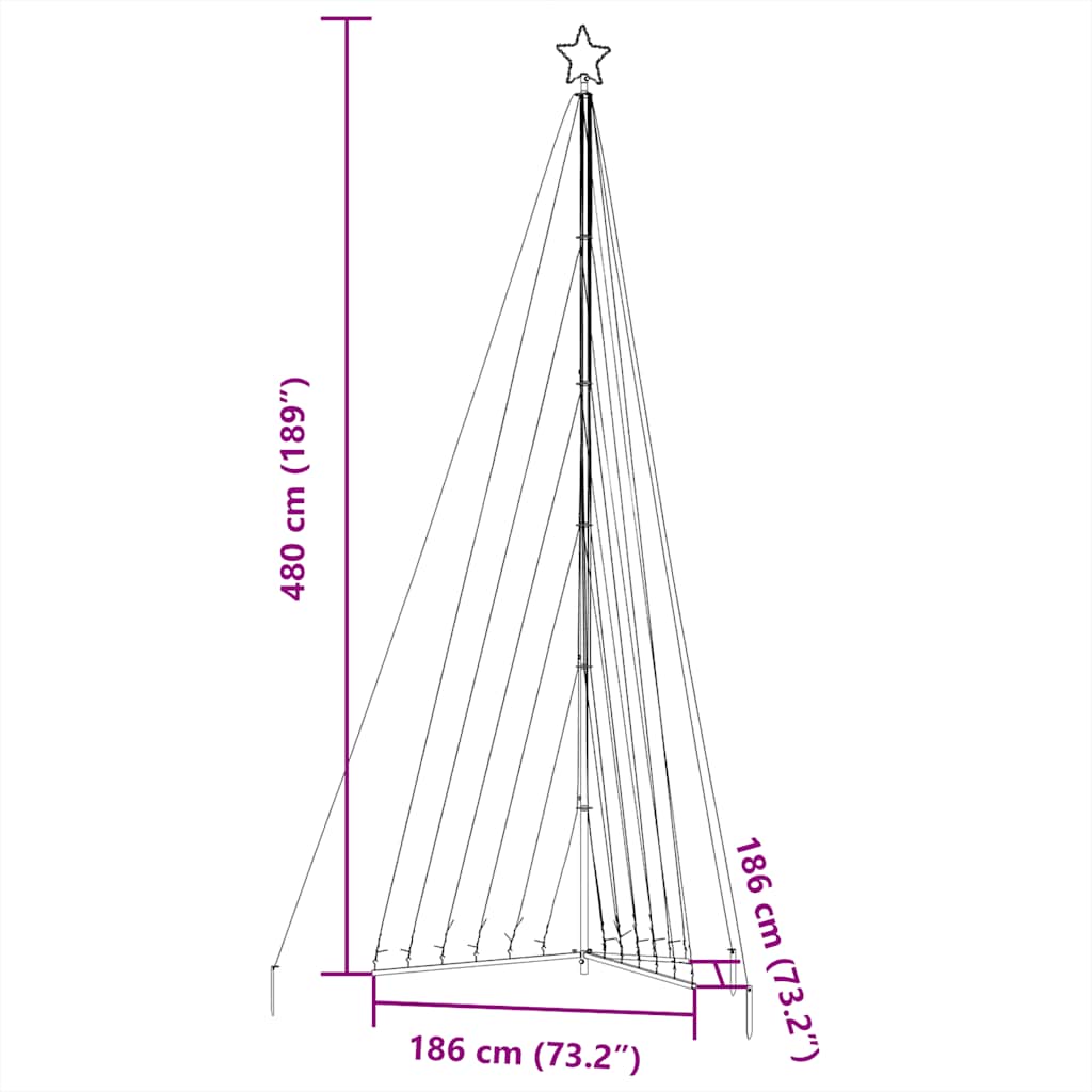 LED-juletræ 789 LED'er 476 cm koldt hvidt lys