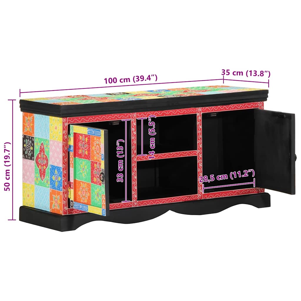 TV-skab Flerfarvet 100 x 35 x 50 cm Massivt mangotræ