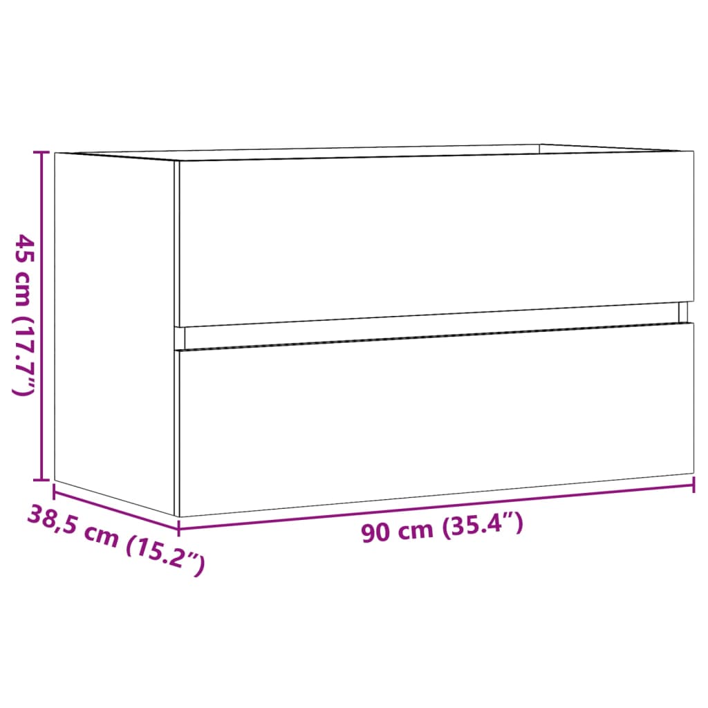 underskab til håndvask 90x38,5x45 cm konstrueret træ antikt træ
