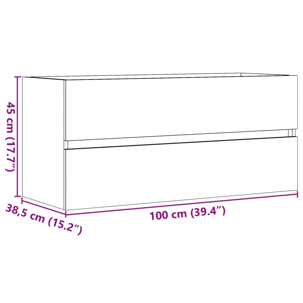 vaskeskab 100x38,5x45 cm konstrueret træ betongrå