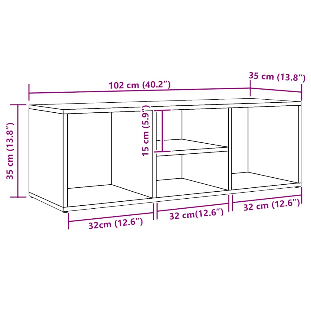 skobænk 105x35x35 cm konstrueret træ kunsteg