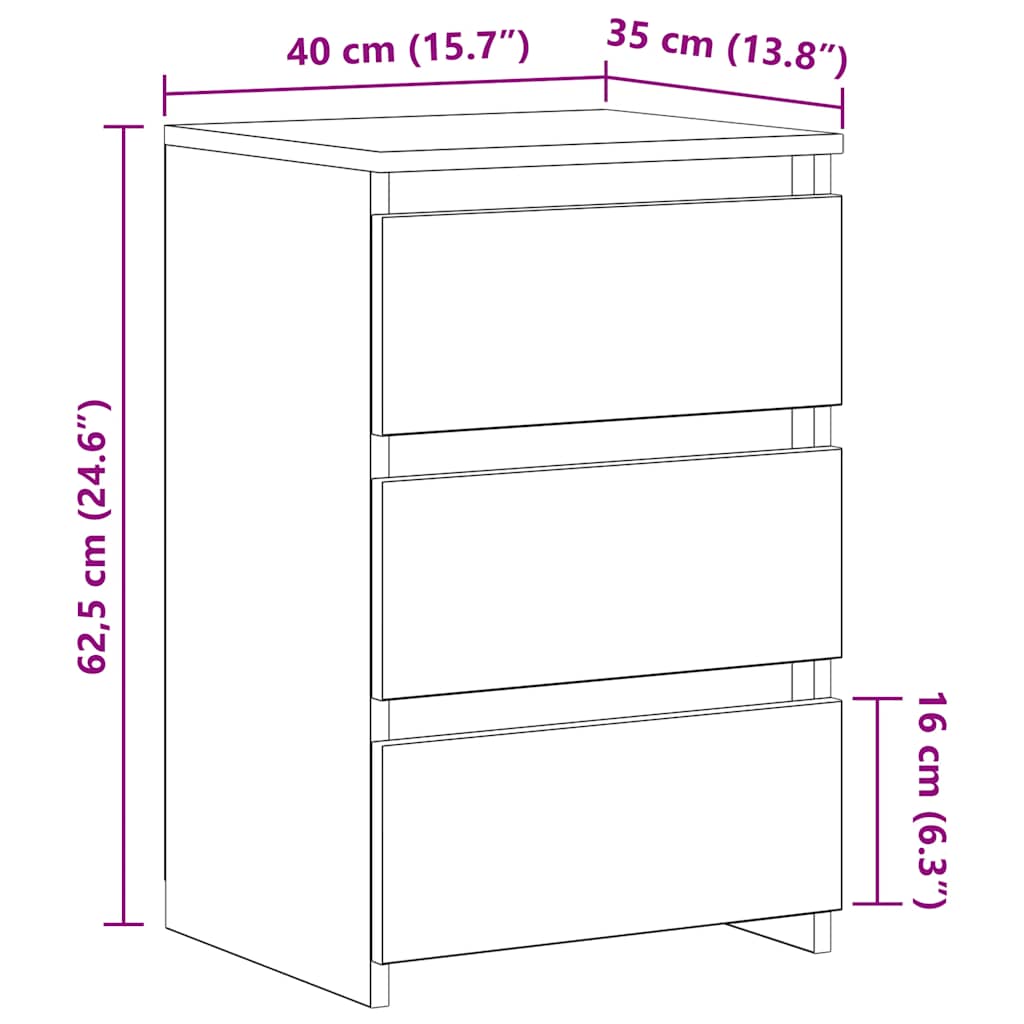 sengeborde 2 stk. 40x35x62,5 cm konstrueret træ gammelt trælook