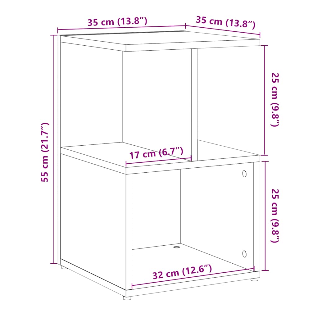 sengeskab 35x35x55 cm konstrueret træ antikt træ