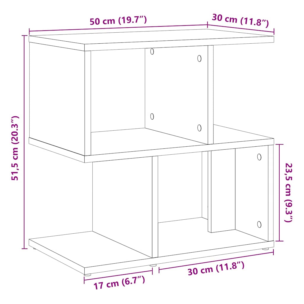 sengebord 50x30x51,5 cm konstrueret træ kunsteg