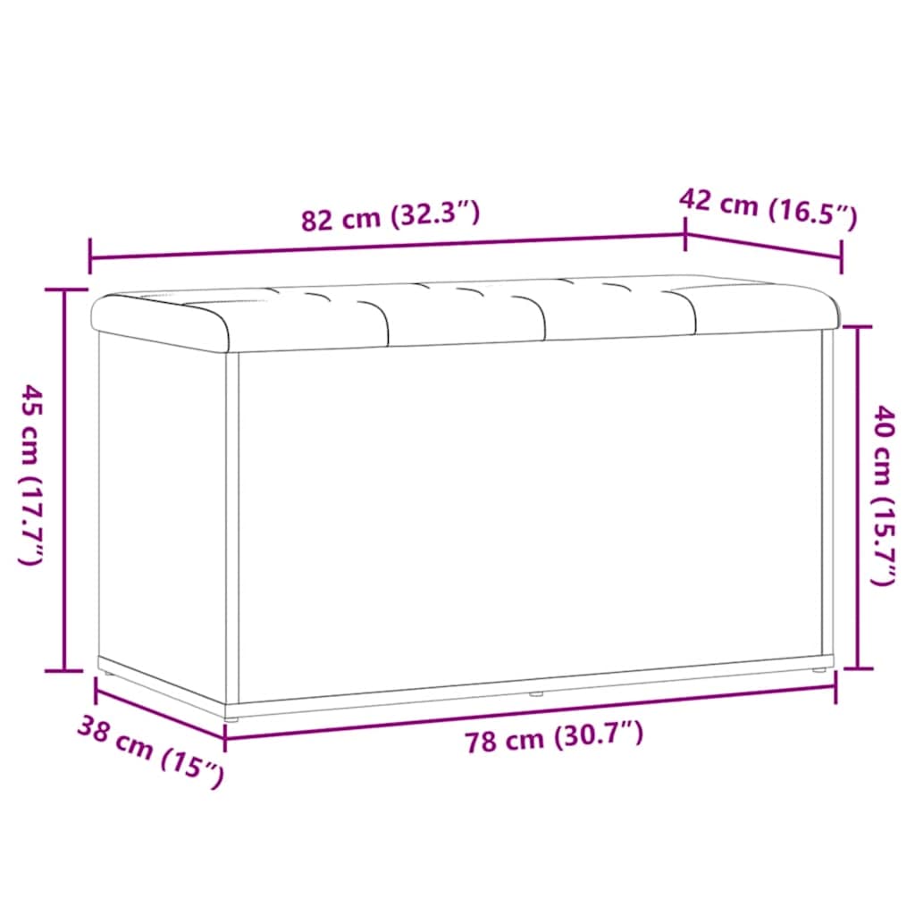 opbevaringsbænk håndlavet eg 82x42x45 cm konstrueret træ