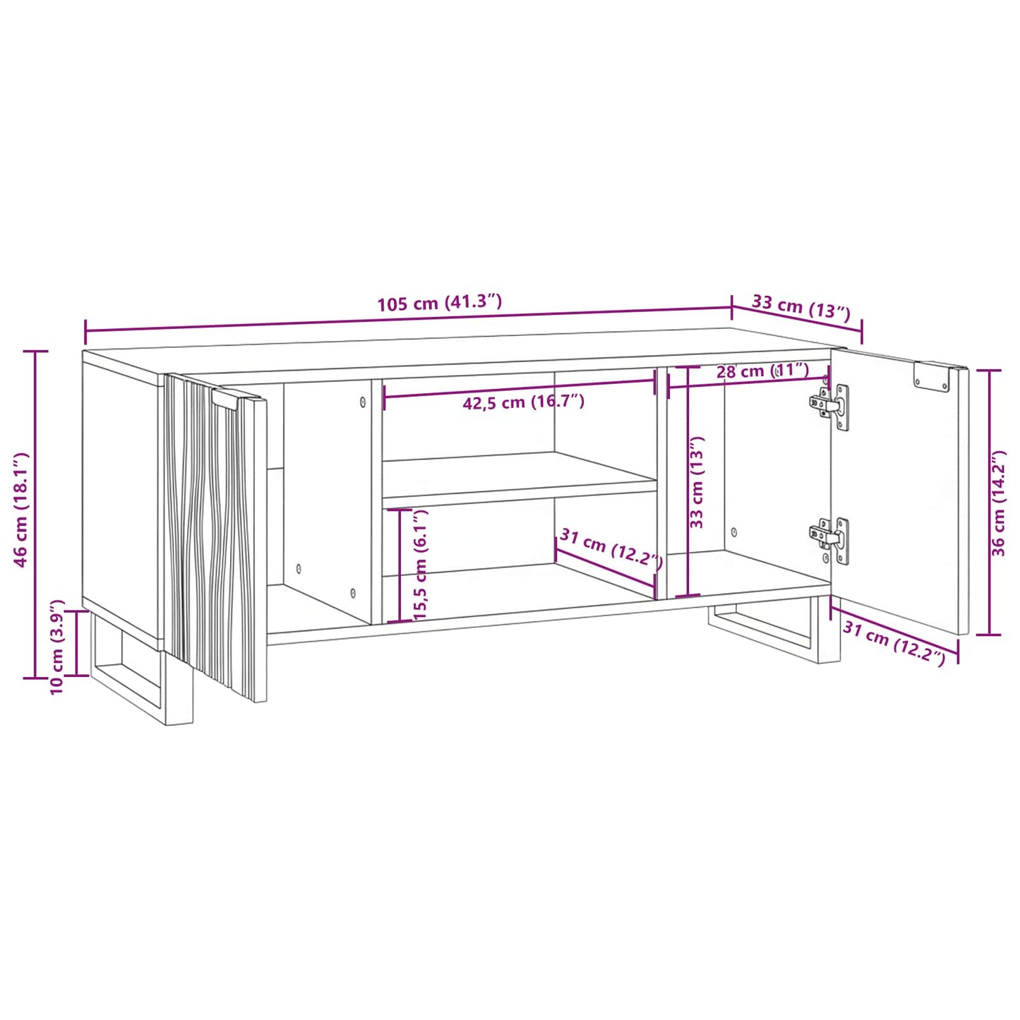 TV Enheder Valnød 105 x 33 x 46 cm Konstrueret træ