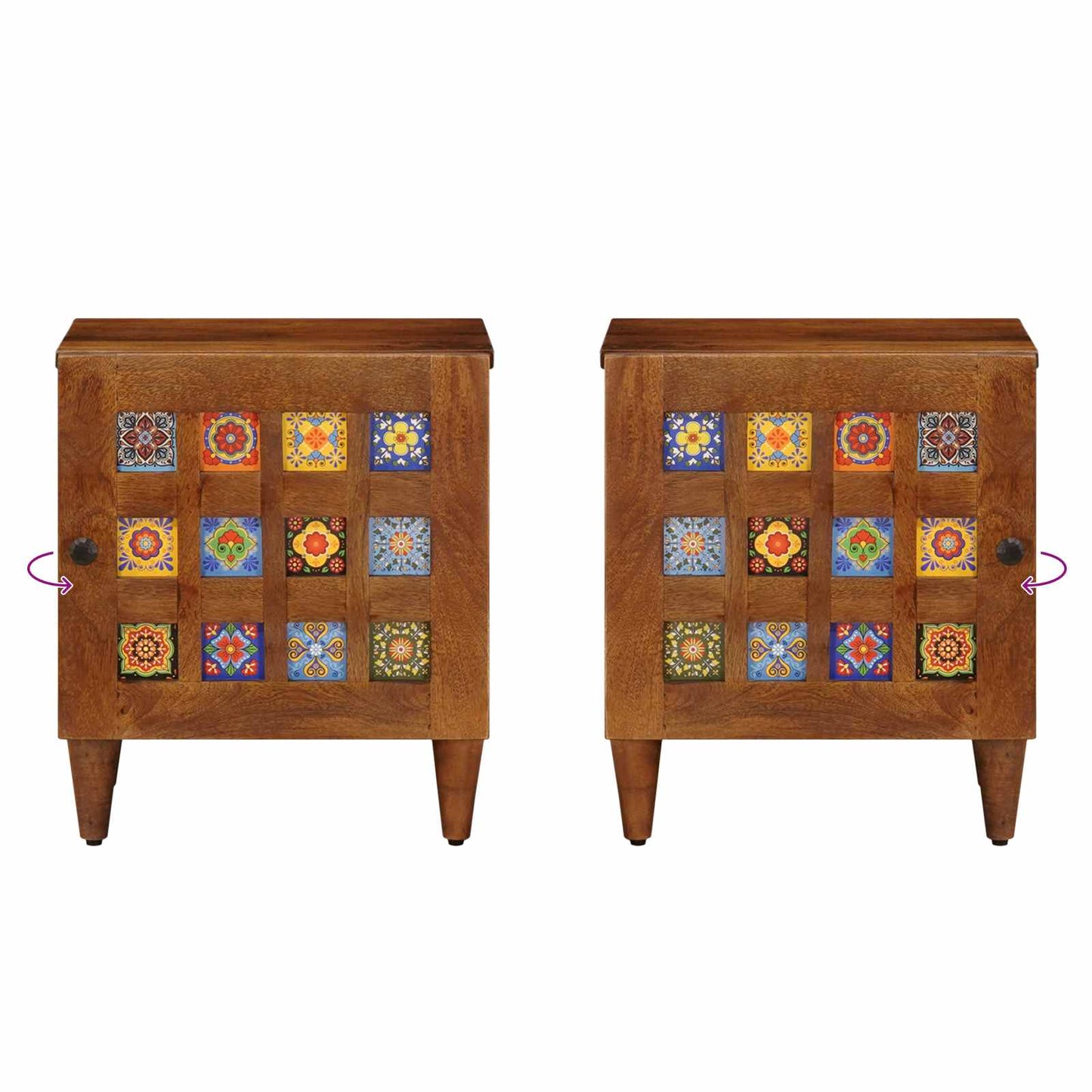Natskab 2 pcs Brun 40 x 33 x 46 cm Massivt mangotræ