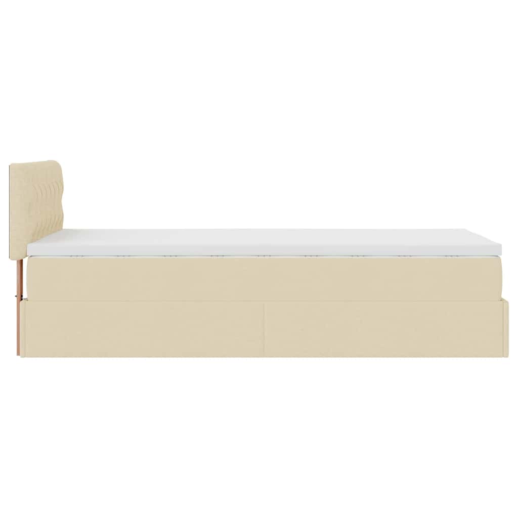 osmannisk sengeramme med madras 80x200 cm stof cremefarvet
