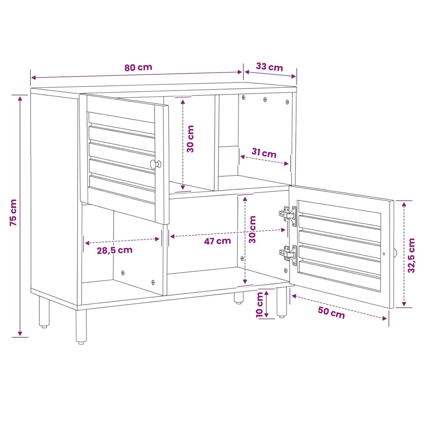 Opbevaringsskabe Brun 80 x 33,5 x 75 cm Massivt mangotræ