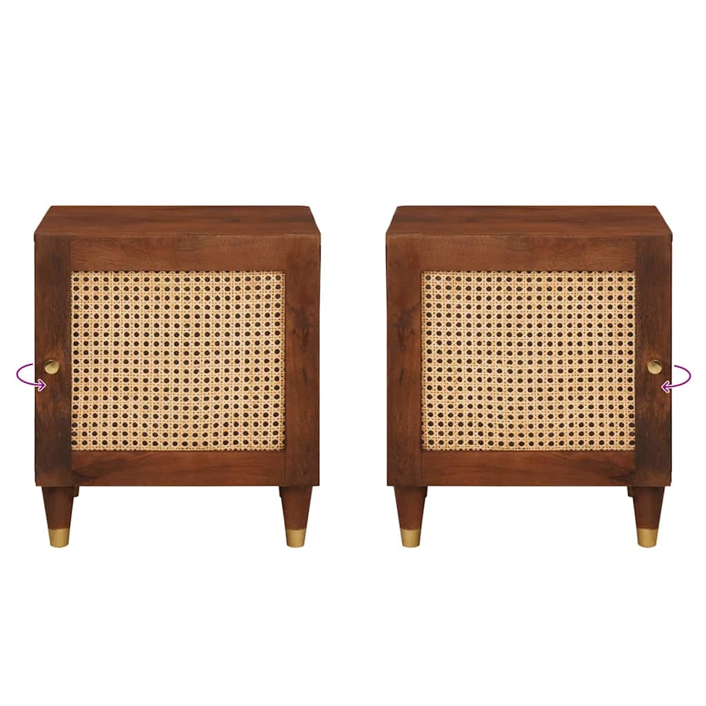 Natskab 2 pcs Brun 40 x 33,5 x 46 cm Massivt akacietræ