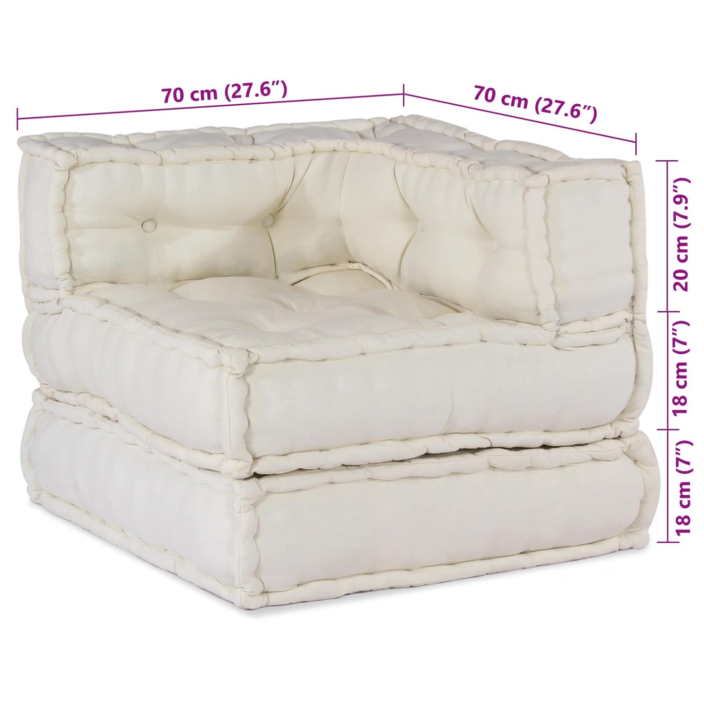 Modulssofa Enhed 2 pcs Cremefarvet 140 x 70 x 56 cm Stof
