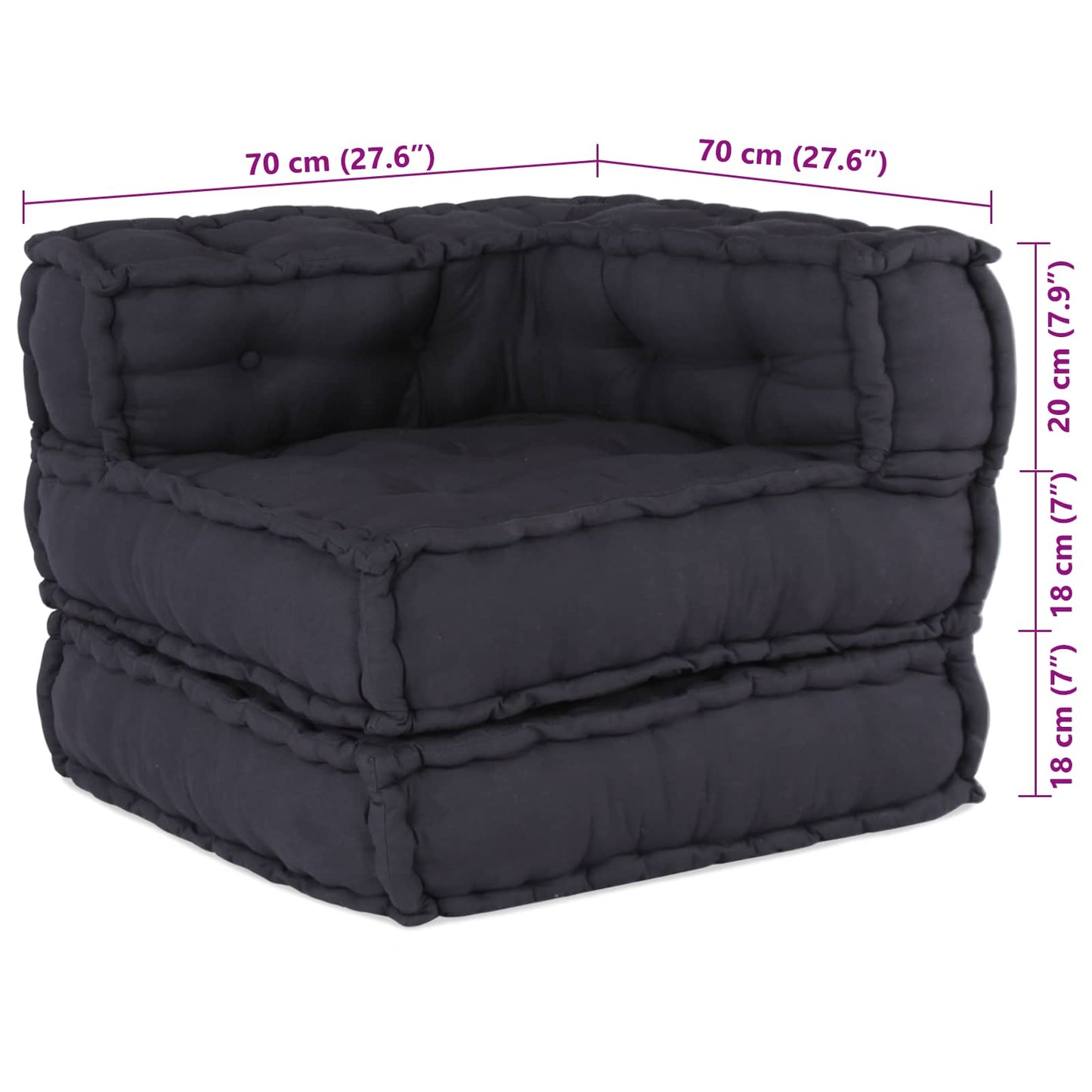 Modulssofa Enhed 2 pcs Antracit 140 x 70 x 56 cm Stof