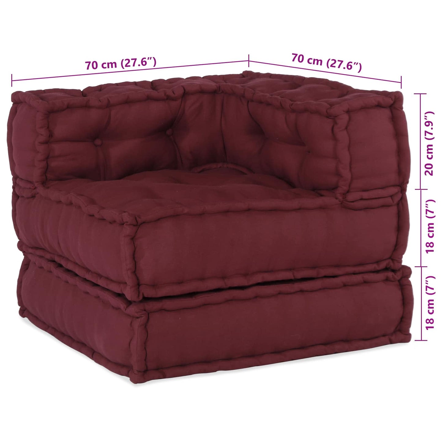 Modulssofa Enhed 2 pcs Bordeaux 140 x 70 x 56 cm Stof