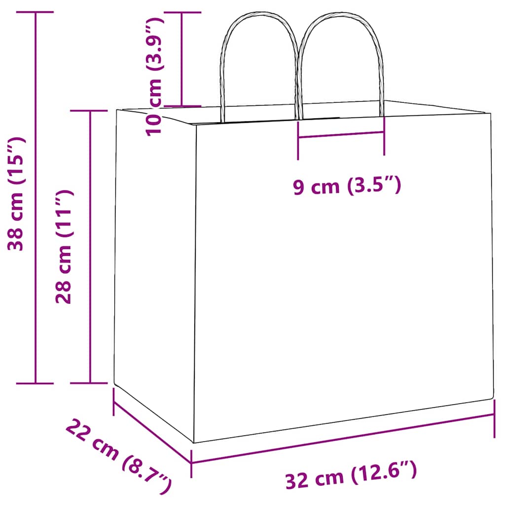 papirposer 250 stk. med håndtag 32x22x28 cm blå